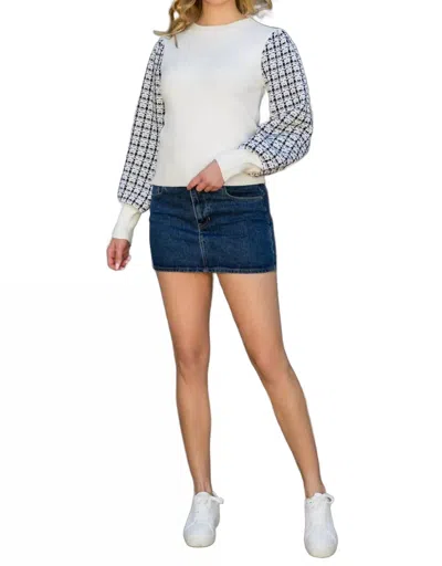 Thml Tweed Long Sleeve Knit Top In White In Multi