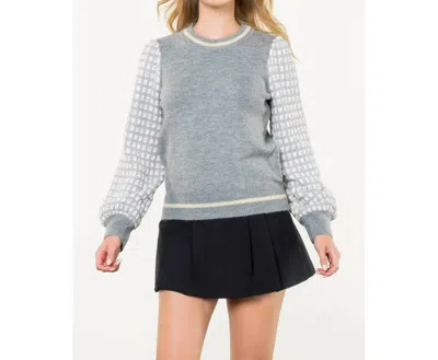 Thml Tweed Sleeve Knit Sweater In Heather Grey In Gray