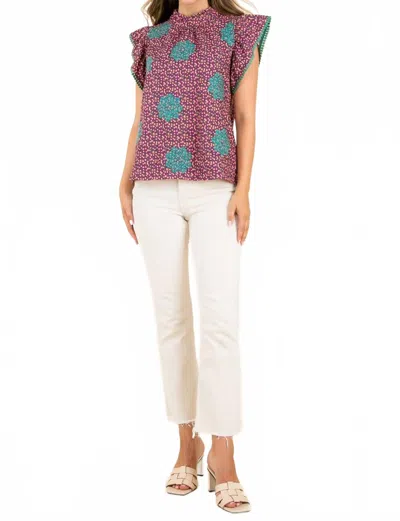 Thml Twists & Turns Flutter Sleeve Top In Purple