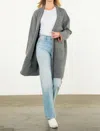 Thml Uno Back Stripe Cardigan In Grey In Gray