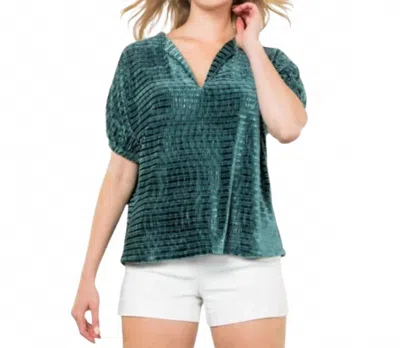 Thml V Neck Velvet Top In Green