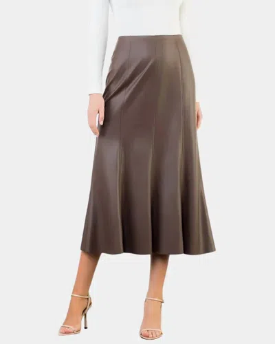Thml Vegan Leather Midi Skirt In Brown