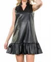 Thml Vegan Leather Sleveless Mini Dress In Black In Black