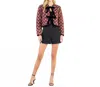 Thml Velvet Bow Floral Quilted Jacket In Maroon In Multi