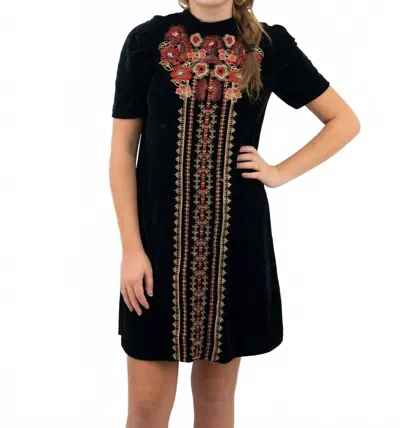 Thml Velvet Embroidered Dress In Black