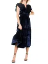 Thml Velvet Tiered Maxi Dress In Navy In Blue