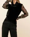 Thml Velvet Turtleneck Top In Black In Black