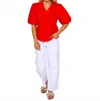 Thml Victory Flutter Poplin Top In Red In Red