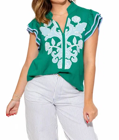 Thml Vivienne Embroidered Blouse In Green In Multi
