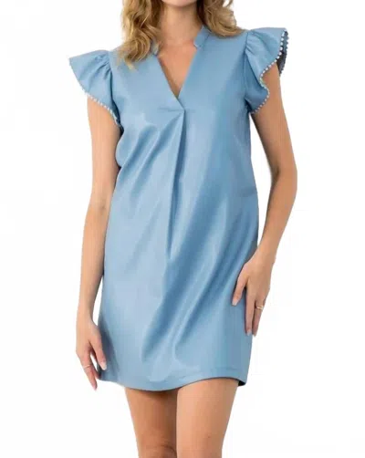 Thml V-neck Leather Dress In Blue