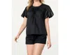 Thml Short Sleeve Collared Blouse In Black In Black