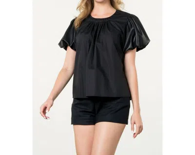 THML WATSON LEATHER TOP IN BLACK