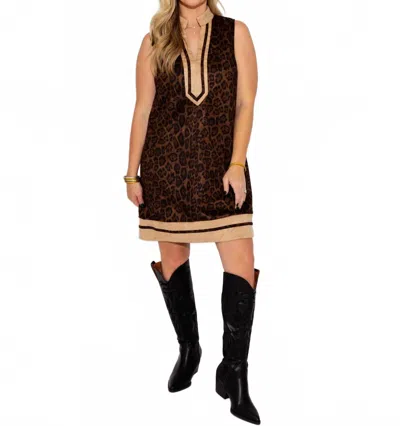 Thml Wild Edge Colorblock Cheetah Dress In Brown