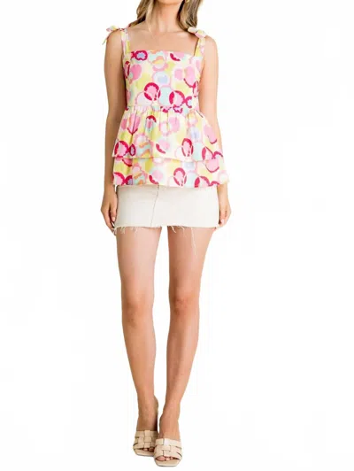 Thml Without A Care Shoulder Tie Top In Multicolor