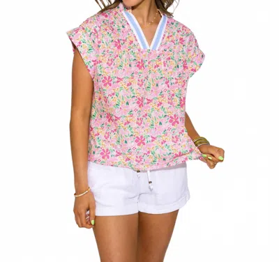 Thml Women's Bright Bloom Split Neck Top In Pink