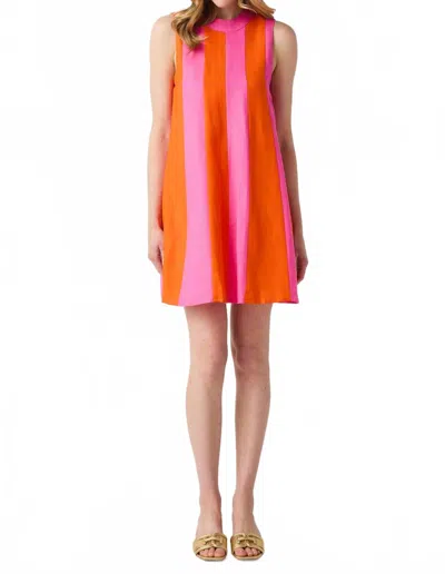 Thml Women's Cammie Sunset Stripe High Neck Midi Dress In Pink/orange In Multi