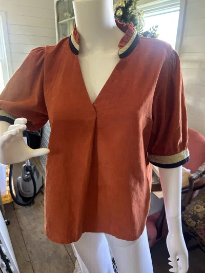 Thml Women's Corduroy V-neck Top In Orange In Brown