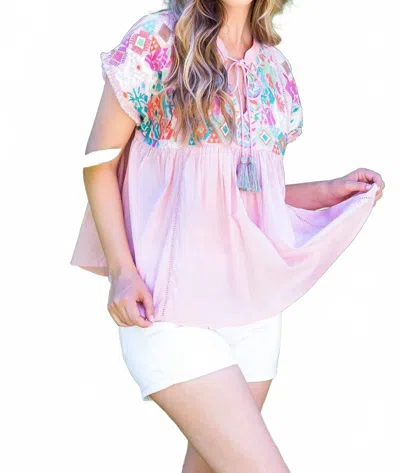 Thml Women's Embroidered Babydoll Top In Pink