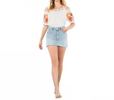 Thml Women's Embroidered Puff Sleeve Top In Multi Color In White
