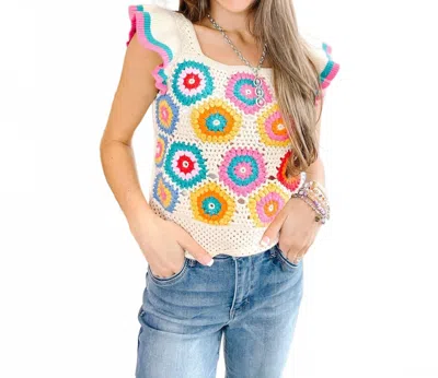 Thml Women's Flutter Sleeve Knitted Top In Natural In Multi
