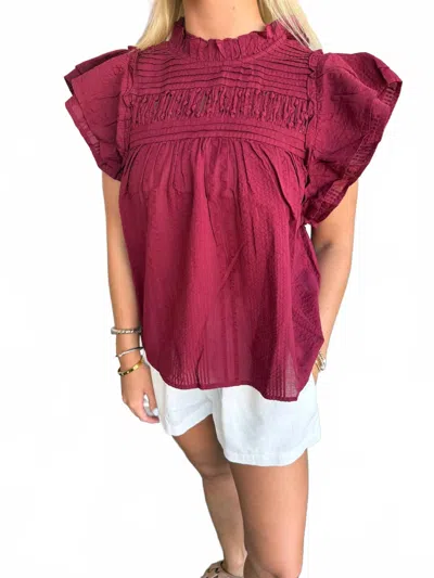 Thml Women's Flutter Sleeve Top In Red