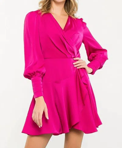 Thml Women's Long Sleeve Flutter Dress In Magenta In Pink