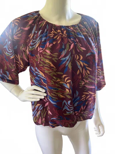 Thml Women's Puff Sleeve Print Blouse In Burgundy In Multi
