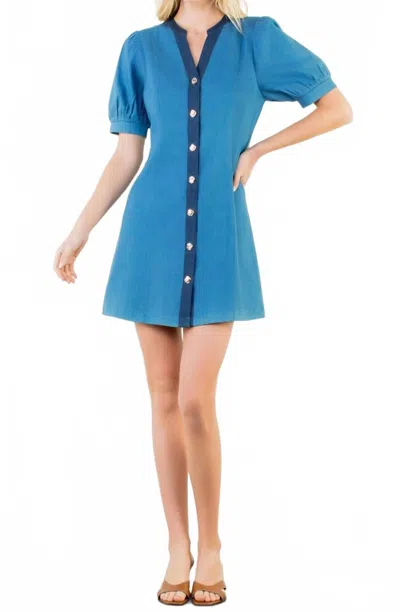 Thml Women's Short Sleeve Button Up Dress In Denim Blue