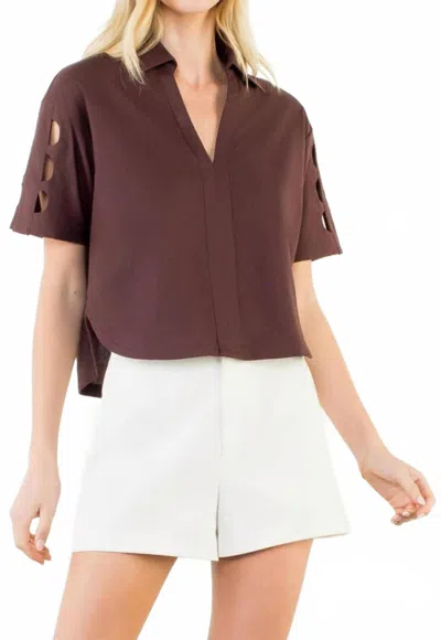 Thml Women's Short Sleeve Cutout Top In Brown