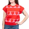 Thml Women's Short Sleeve Heart Knit Top In Red In Red