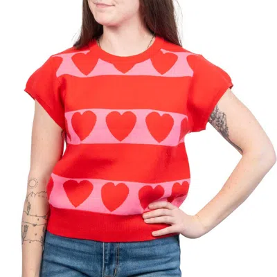 Thml Women's Short Sleeve Heart Knit Top In Red
