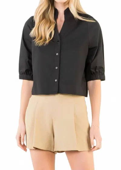 Thml Women's Short Sleeve Poplin Top In Black