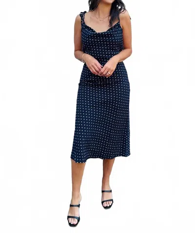 Thml Women's Slip Midi Dress In Navy Polka Dot In Blue