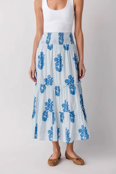 Thml Women's Smocked Waist Floral Long Skirt In White In Animal Print