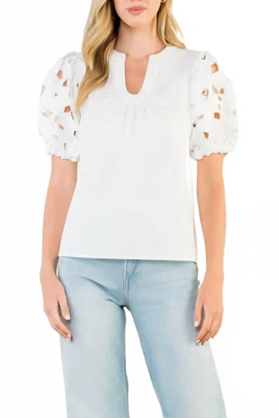 Thml Wonderful Name V Neck Top In White In Multi