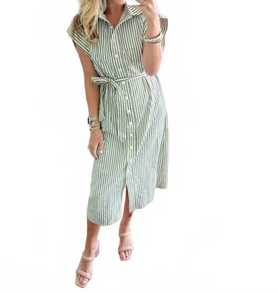 Thml You In Stripes Midi Dress In Green