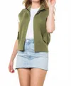 Thml Zip-up Sweater Vest In Olive In Multi