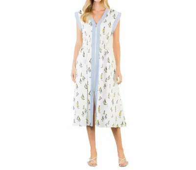 Thml Zippered Sailboat Midi Dress In Cream In Multi