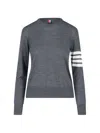 Thom Browne 4-bar Stripe Wool Sweater In Gray