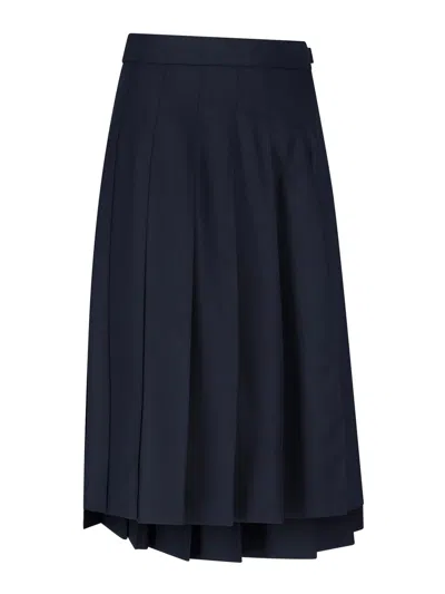 Thom Browne Pleated Skirt In Blue