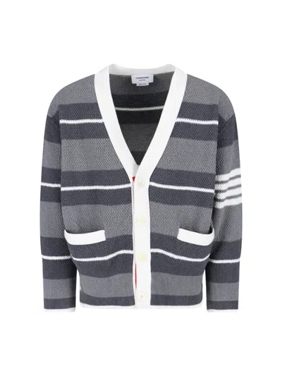 Thom Browne 100% Cotton Crewneck Sweater In Gray
