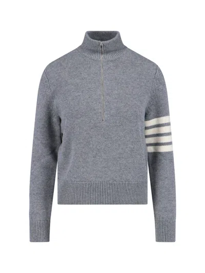 Thom Browne 100% Virgin Wool Crewneck Sweater For Women In Gray