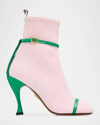 Thom Browne 105mm Trompe L & Apos;oeil Suede Booties In Pink
