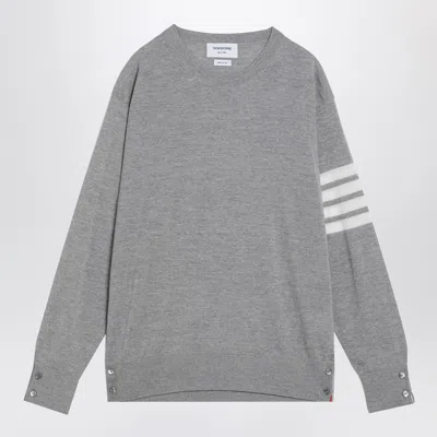 Thom Browne Merino Wool Sweater Button Detail In Gray