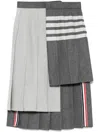 Thom Browne 4 Bar Stripes Pleated Midi Skirt In Gray