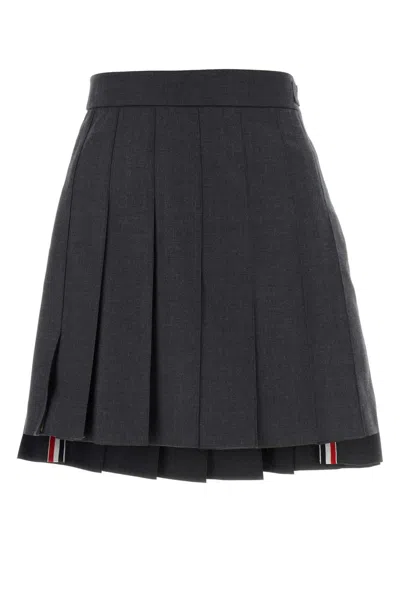 THOM BROWNE 120S DARK GREY WOOL MINISKIRT