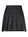 Thom Browne Wool Miniskirt With Pleated Design And Side Stripe Detail In Gris