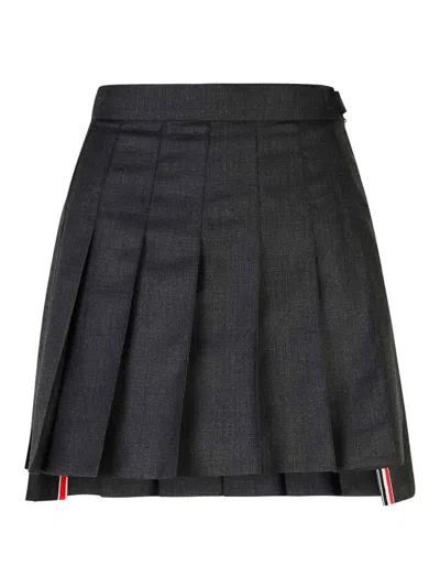 Thom Browne Wool Pleated Mini Skirt In Grey