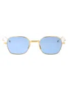 Thom Browne 18k Gold Plate Titanium / Blue Lens Titanium Sunglasses In Blue