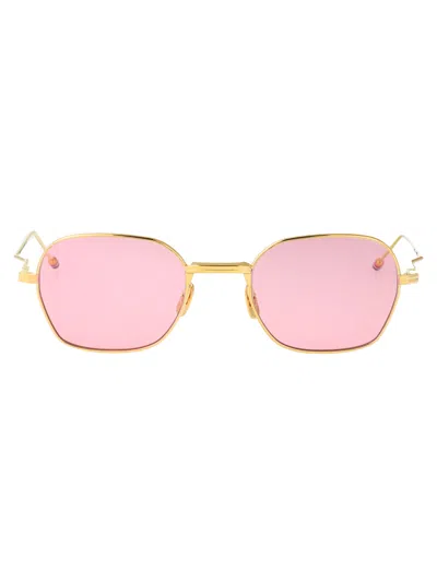 THOM BROWNE THOM BROWNE 18K GOLD PLATE TITANIUM / PINK LENS TITANIUM SUNGLASSES
